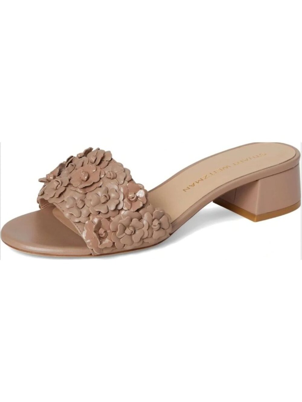 NEW Stuart Weitzman Meadow 35 Floral Slip On Sandals Nude Size US 10.5 $475 [jb]